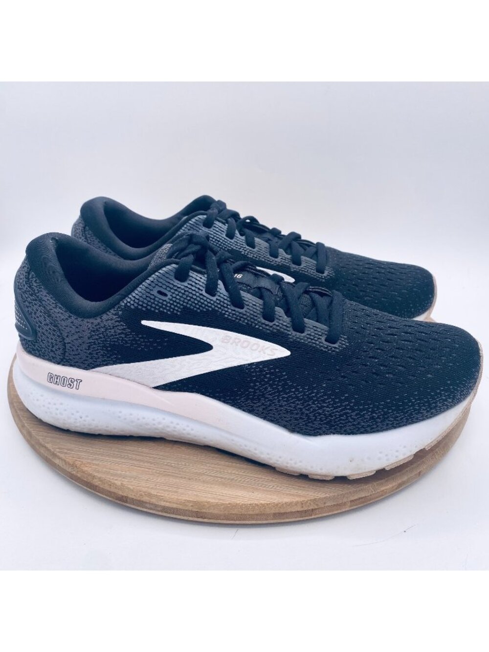 Brooks Ghost 16 Running Shoes Womens 9.5 Black Mesh Trail Trainers Sneakers